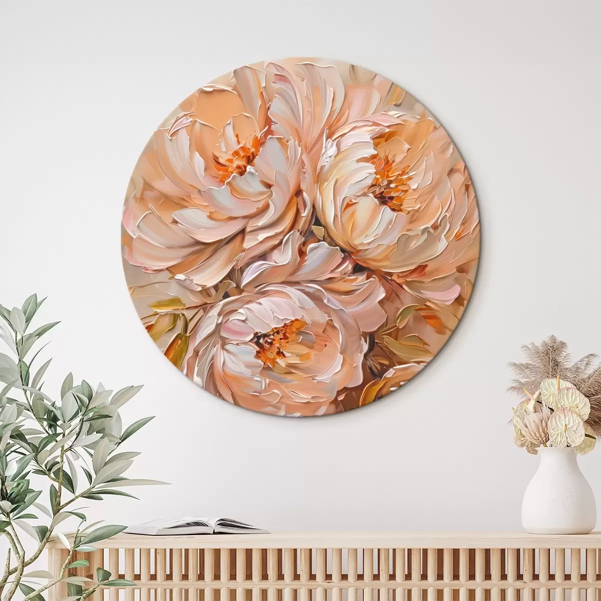 Okrúhle obrazy Jemné abstraktné pivonky r45592
