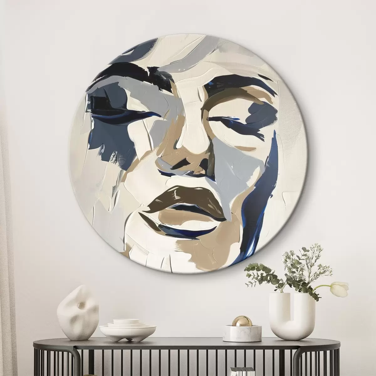 Okrúhle obrazy Abstraktný portrét ženy s imitáciou štetcom r45743 Okrúhle obrazy Abstraktný portrét ženy s imitáciou štetcom r45743