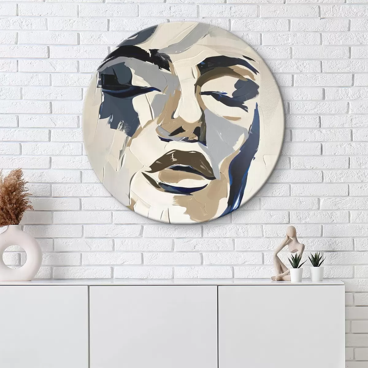 Okrúhle obrazy Abstraktný portrét ženy s imitáciou štetcom r45743