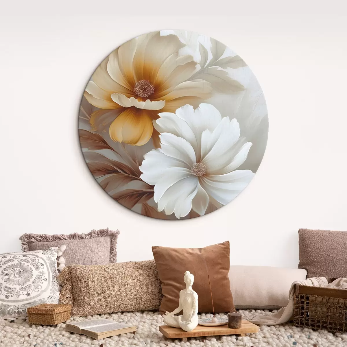 Okrúhle obrazy Kvety s listami r45745