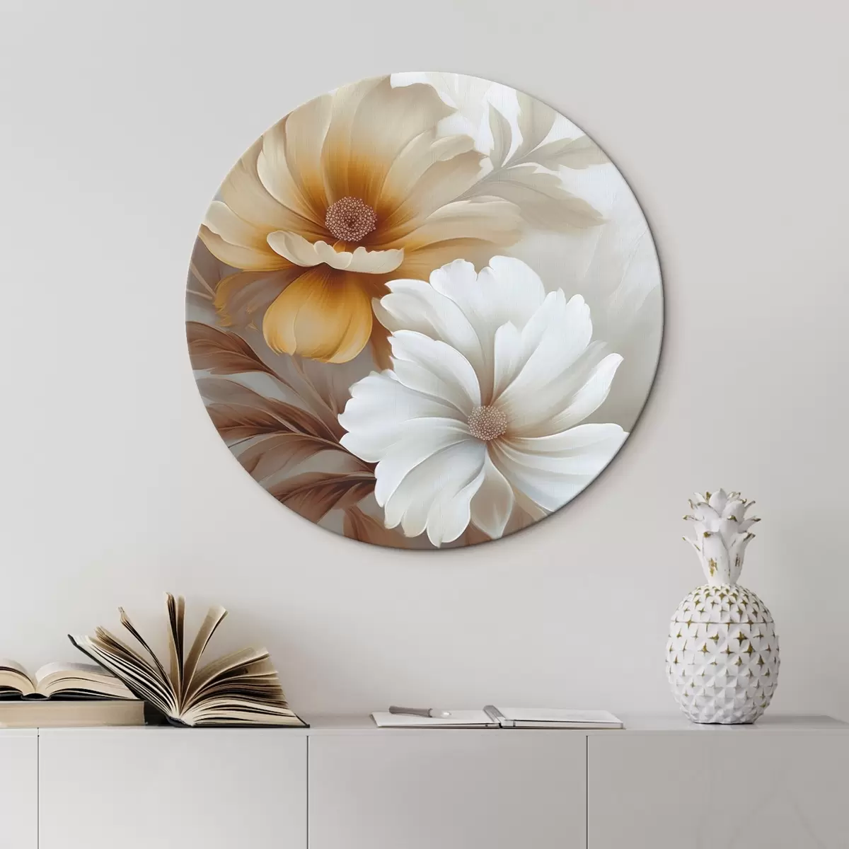 Okrúhle obrazy Kvety s listami r45745