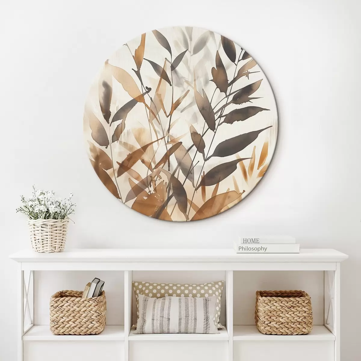 Okrúhle obrazy Jemné vetvičky listov r45747