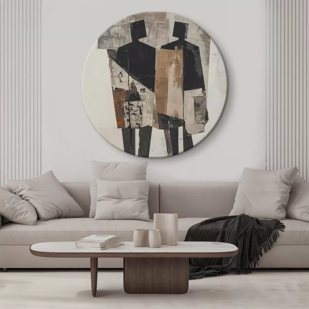 Okrúhle obrazy Moderná abstrakcia so siluetami r45755 Okrúhle obrazy Moderná abstrakcia so siluetami r45755