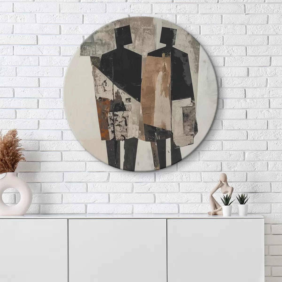 Okrúhle obrazy Moderná abstrakcia so siluetami r45755