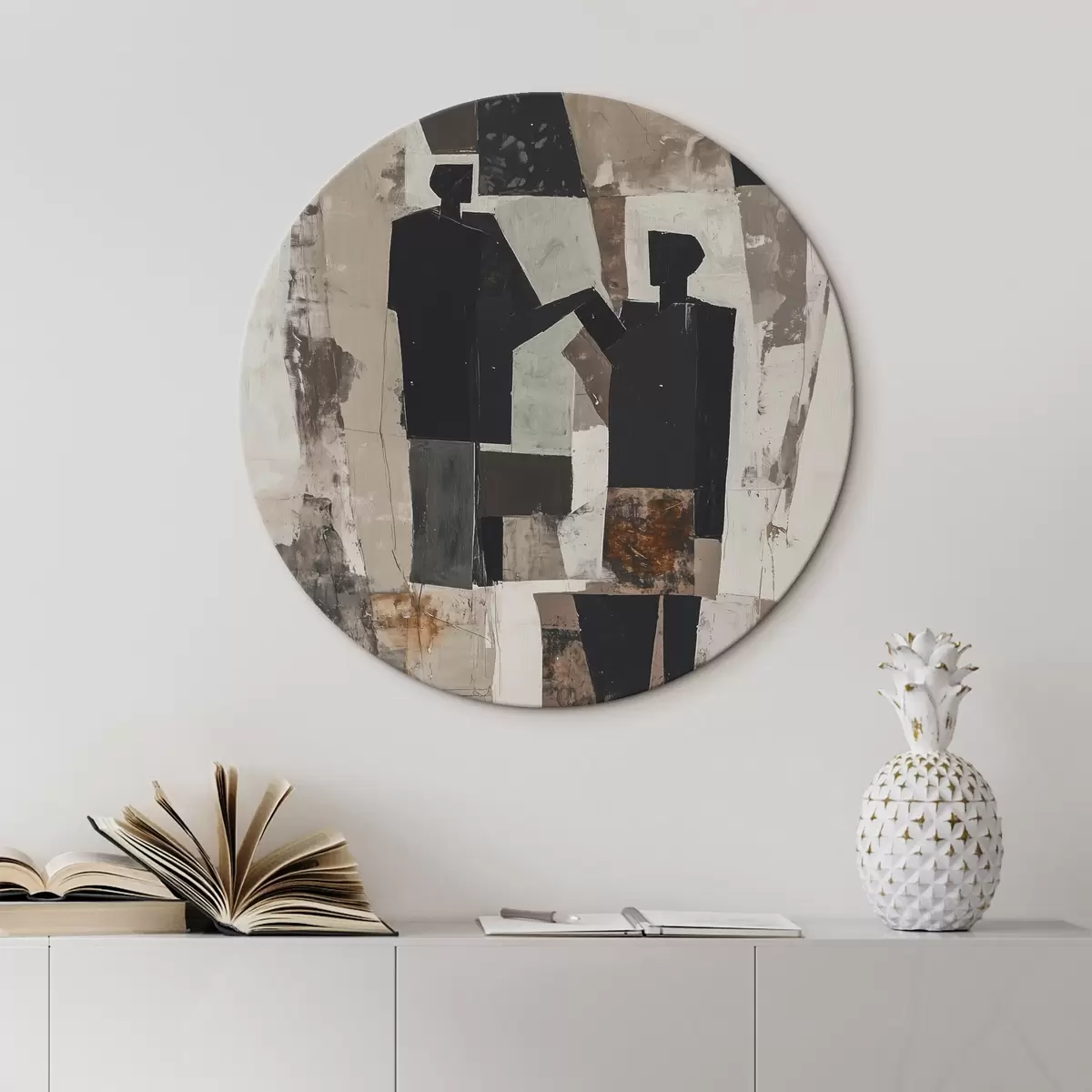 Okrúhle obrazy Abstraktné postavy páru r45776