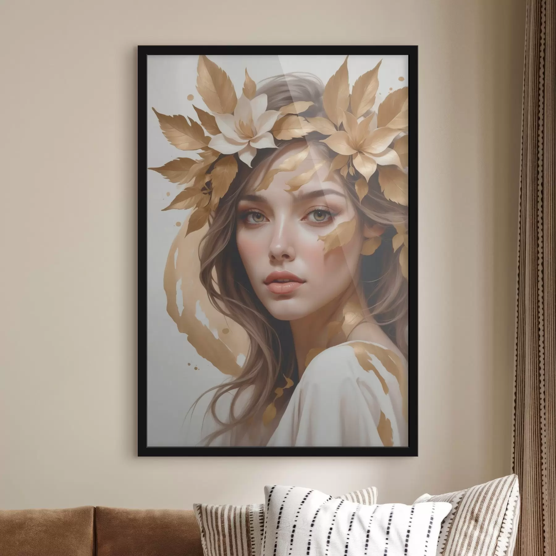 Fototapety Žena s lístím vo vlasoch f45748