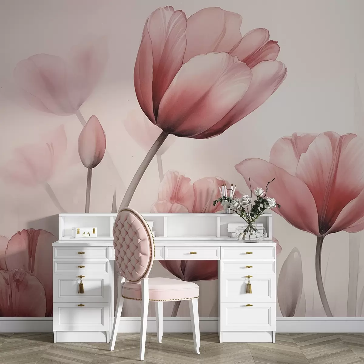 Fototapety Tulipány s efektom spálenia a textúrou w04519