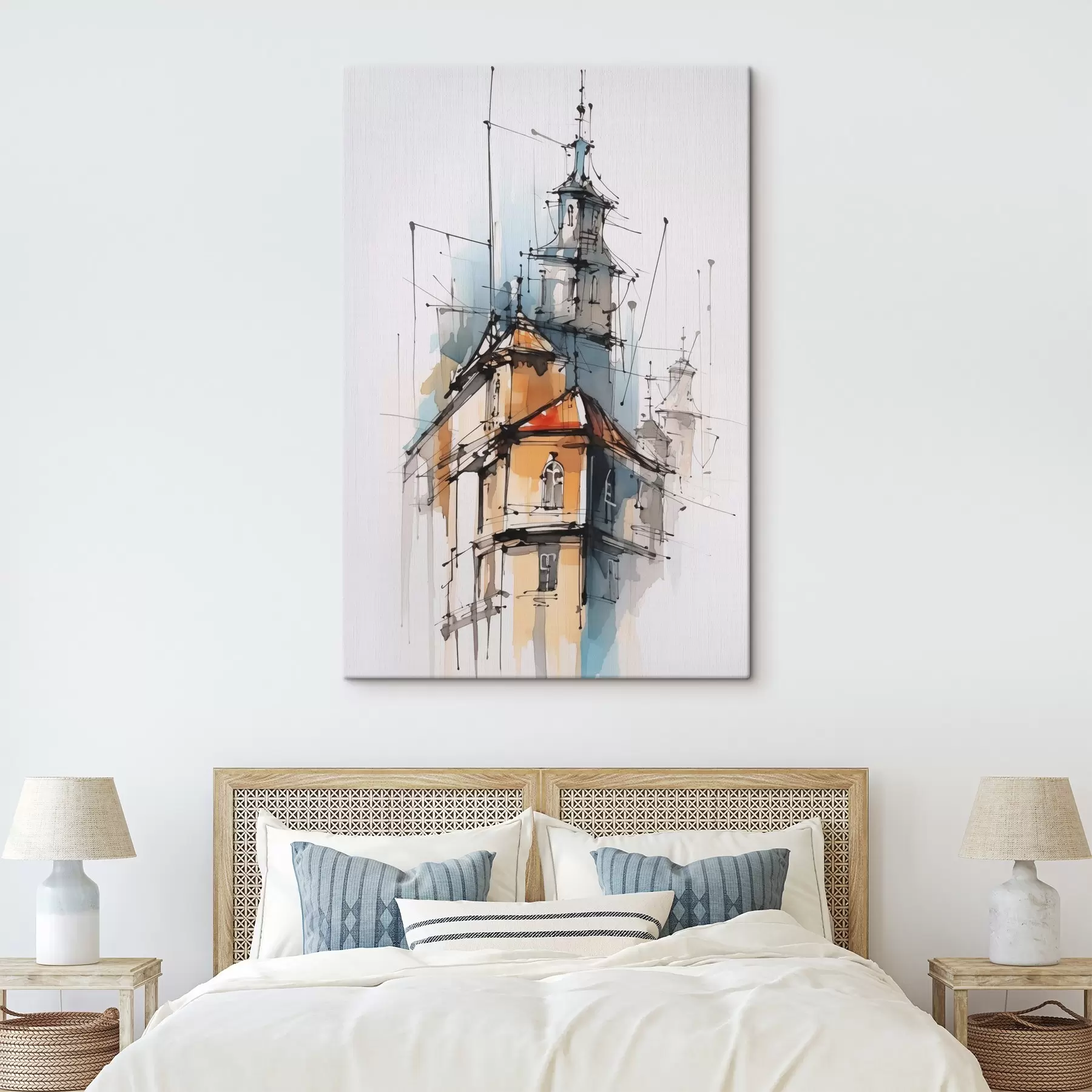 Obraz Domčeky imitácia skica a akvarel s45765