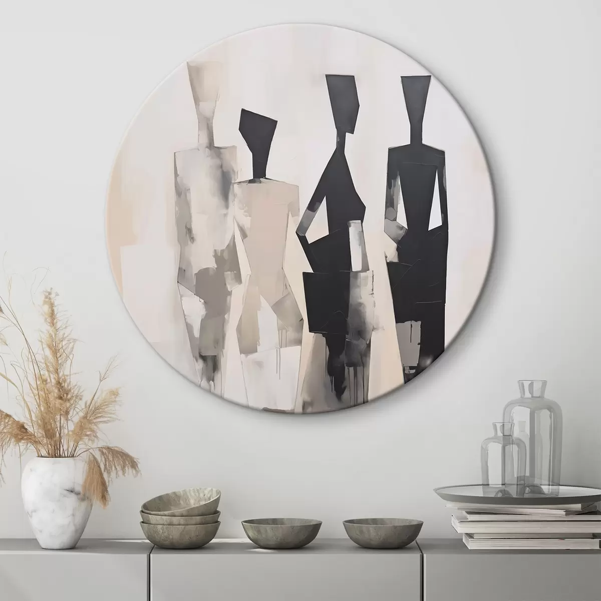 Okrúhle obrazy Abstraktné siluety ľudí r45758