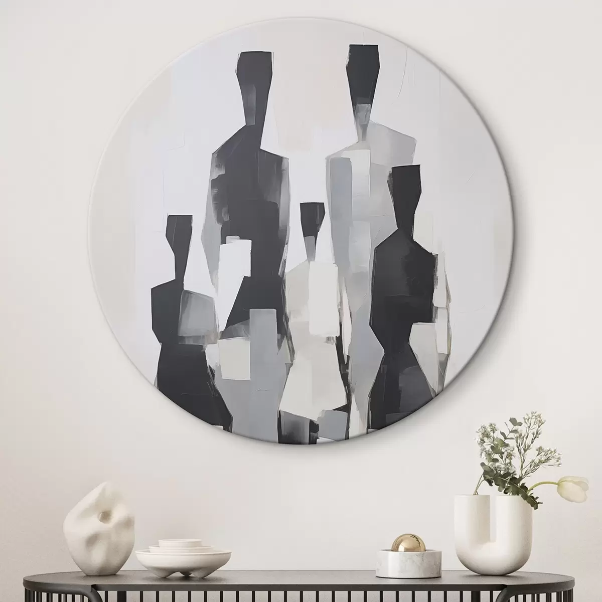 Okrúhle obrazy Abstraktné siluety r45759