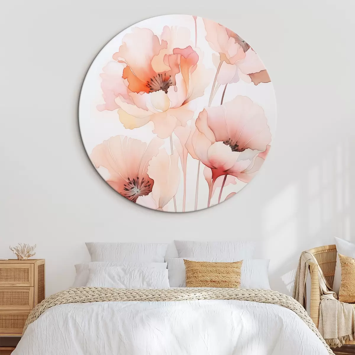 Okrúhle obrazy Makové kvety imitácia akvarel r45760