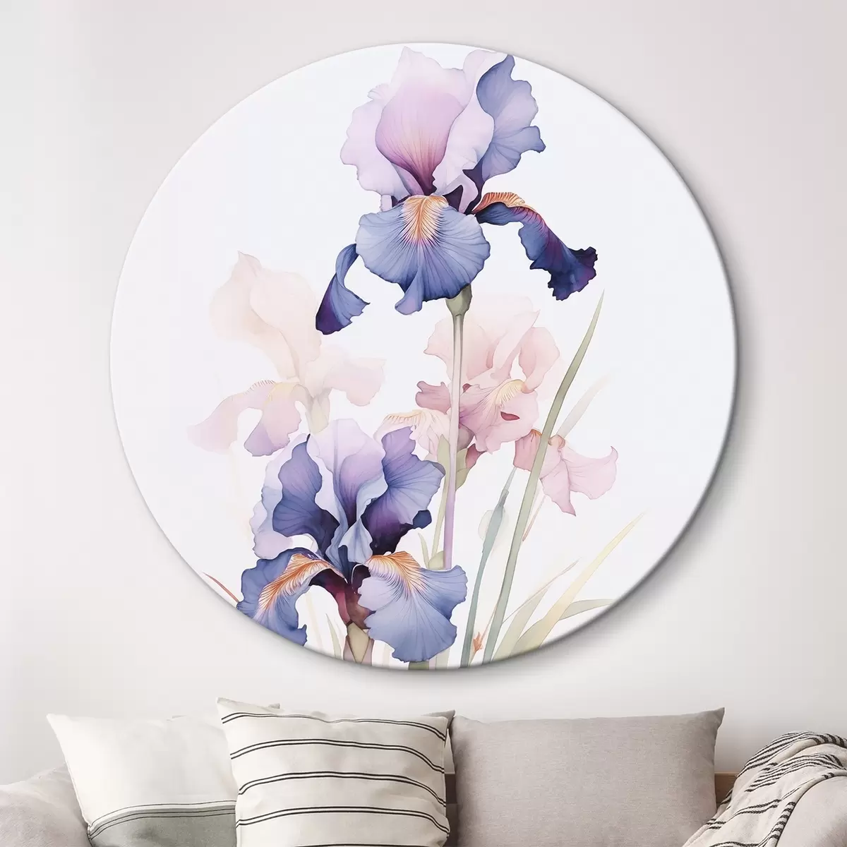 Okrúhle obrazy Irisy imitácia akvarelu r45762