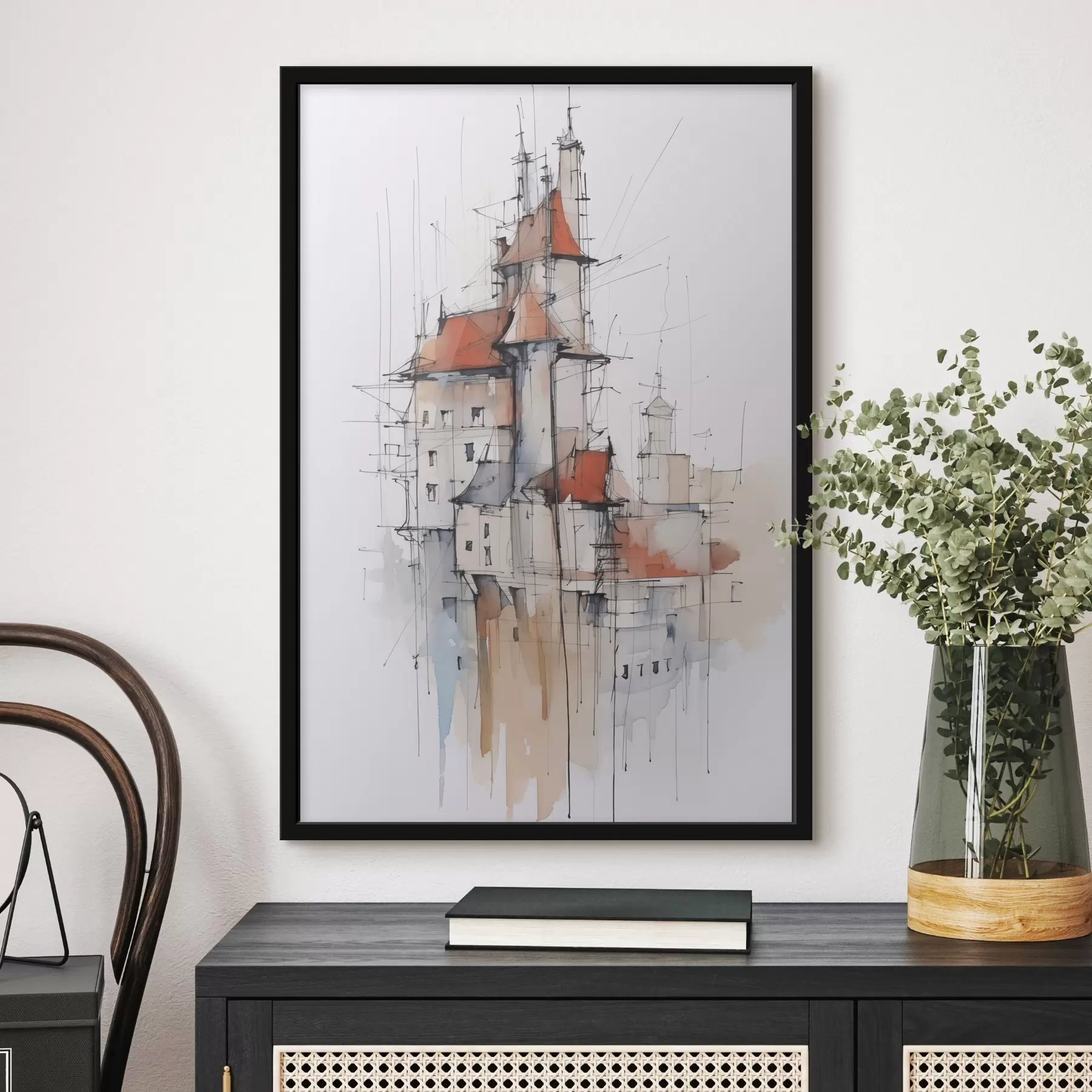 Fototapety Domčeky imitácia skica a akvarel f45764