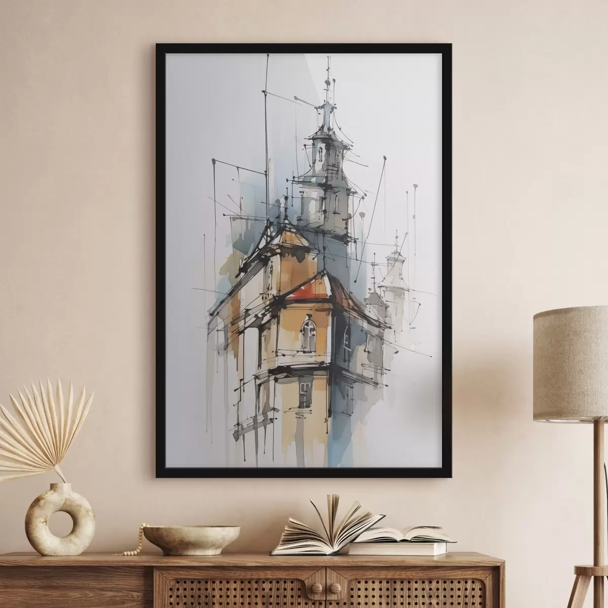 Plagáty Domčeky imitácia skica a akvarel f45765