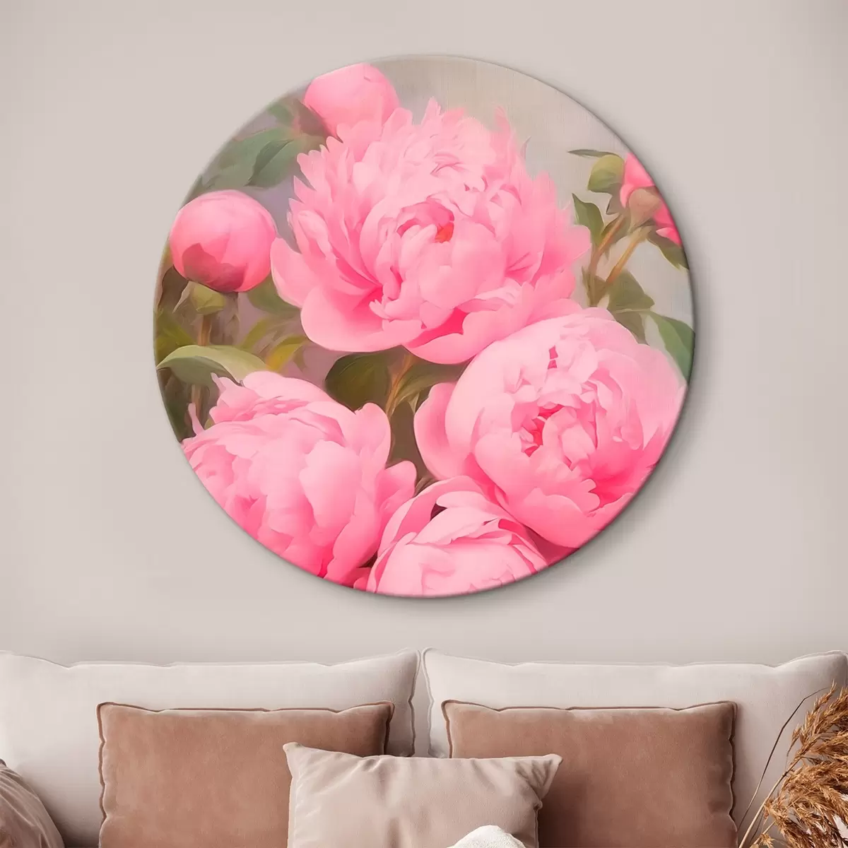 Okrúhle obrazy Ružové pivonky r45784
