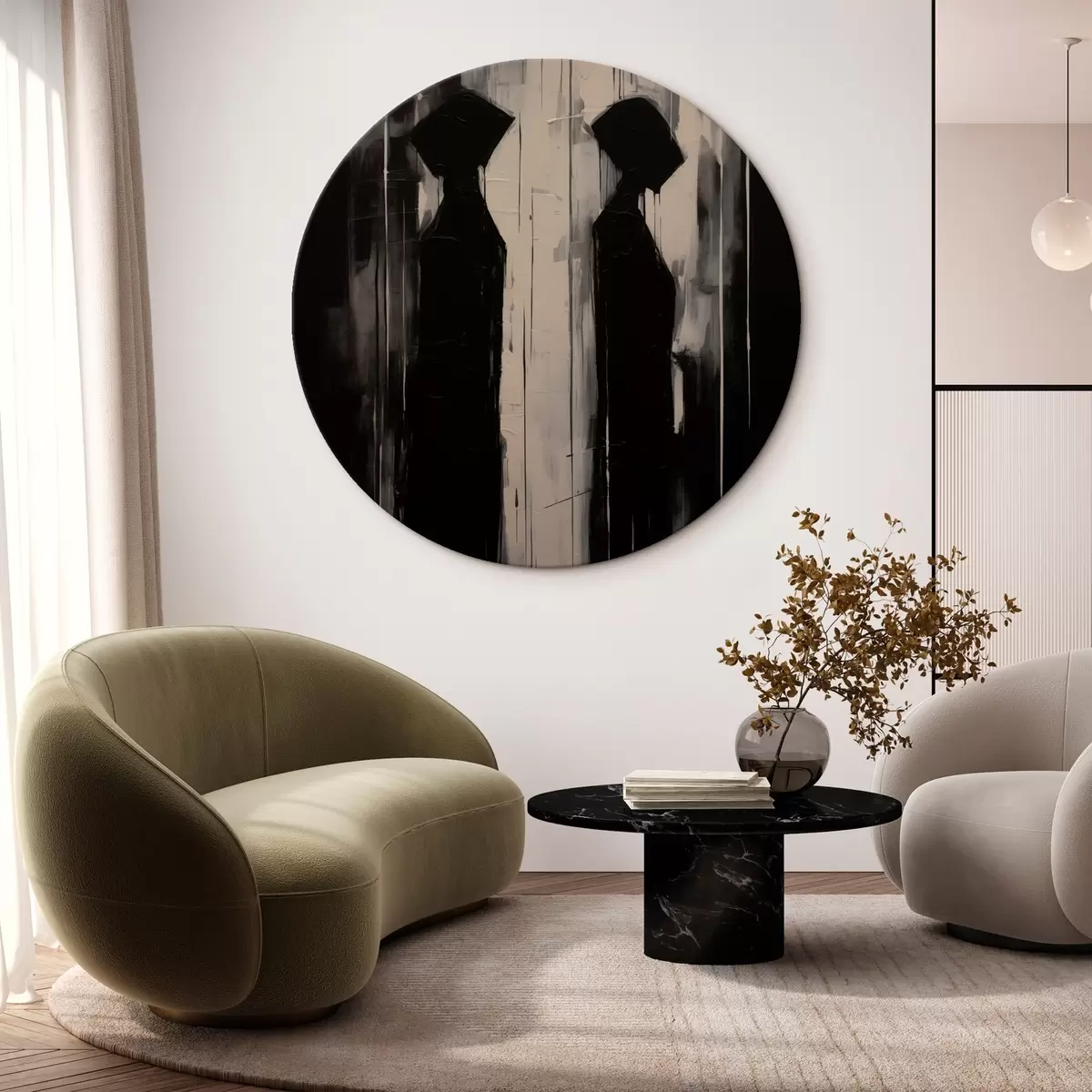 Okrúhle obrazy Dve siluety r45788