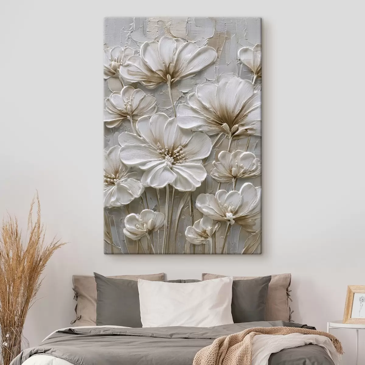 Obraz krémové kvety s imitáciou impasto štýlu s45712