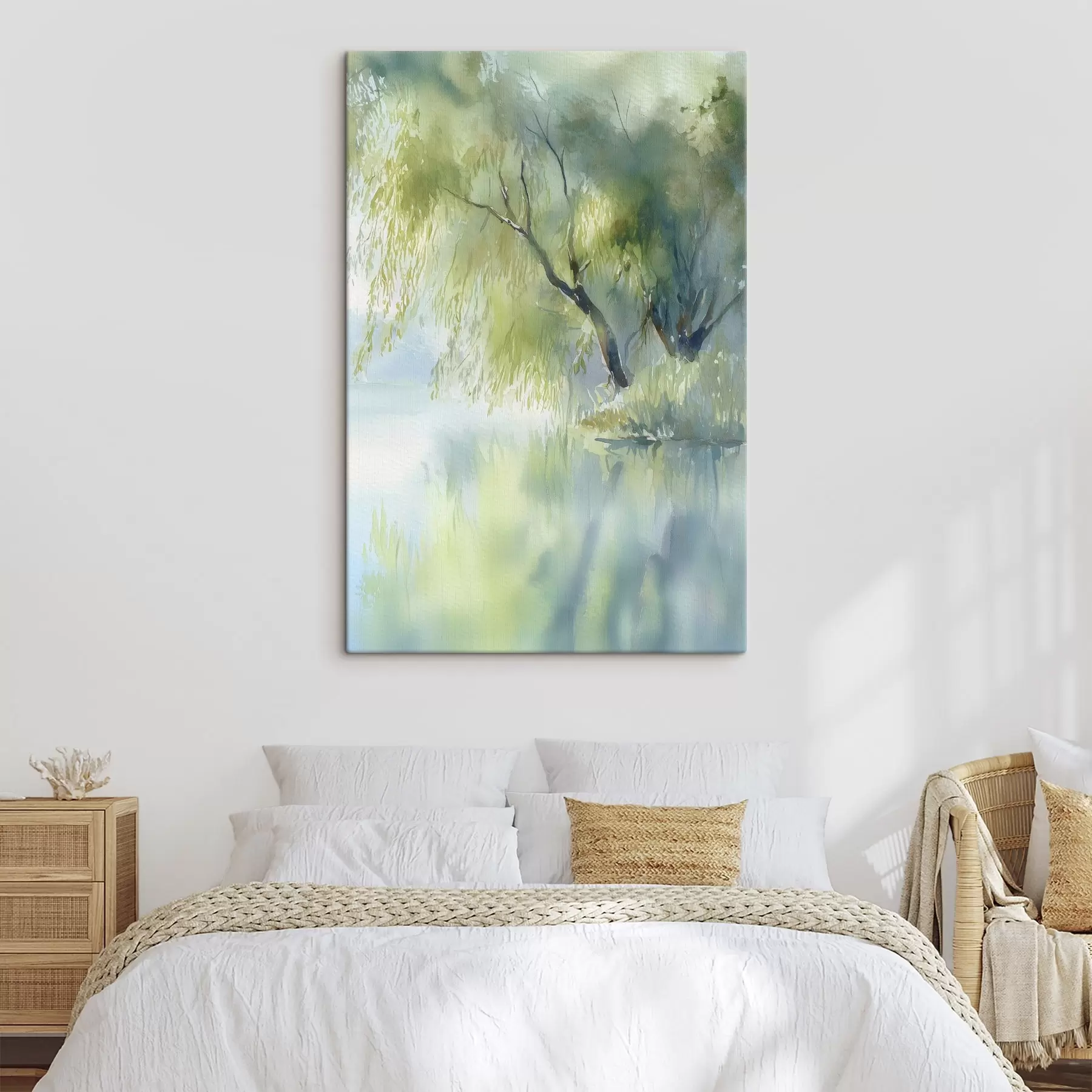 Obraz vŕba na brehu jazera v akvarelovom štýle s45715