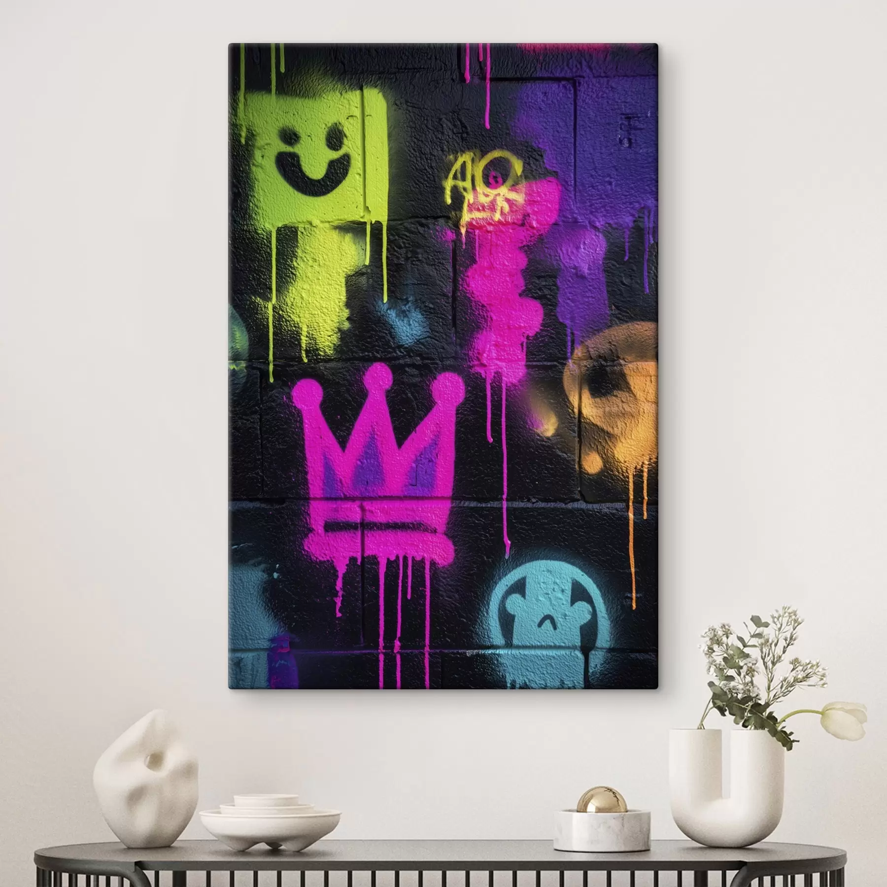 Obraz jasné pouličné graffiti na tmavom pozadí s45717