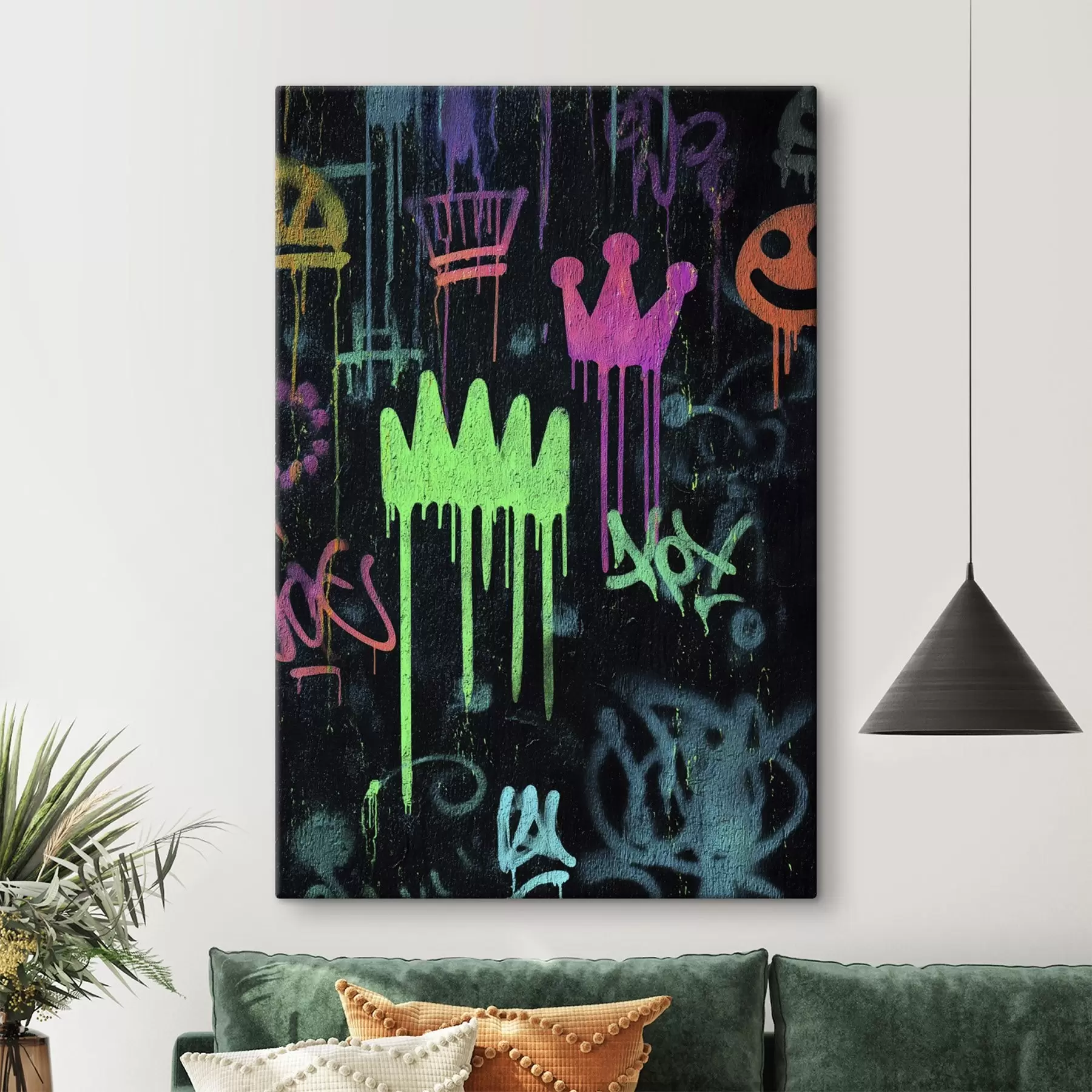Obraz jasné pouličné graffiti na tmavom pozadí s45718