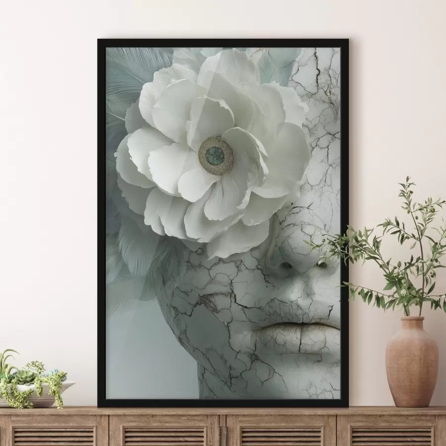 Fototapety mramorová tvár dievčaťa s kvetinou f45709
