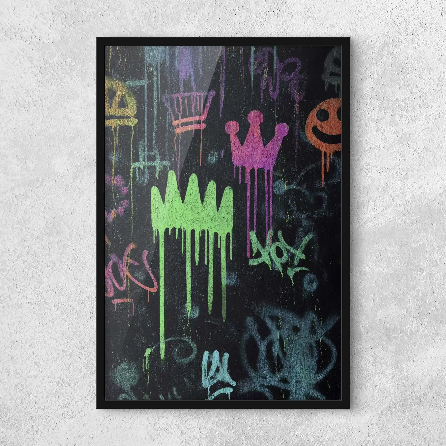 Fototapety jasné pouličné graffiti na tmavom pozadí f45718 - Uwalls.sk Fototapety jasné pouličné graffiti na tmavom pozadí f45718