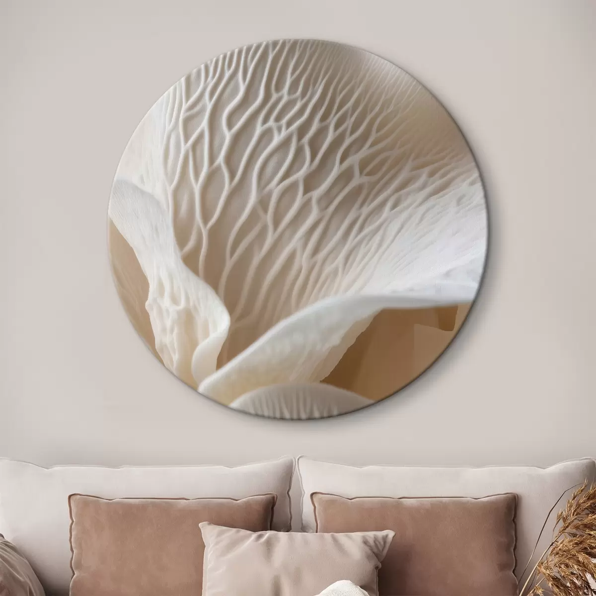 Okrúhle obrazy okvetné lístky s žilkami v béžových odtieňoch r45704