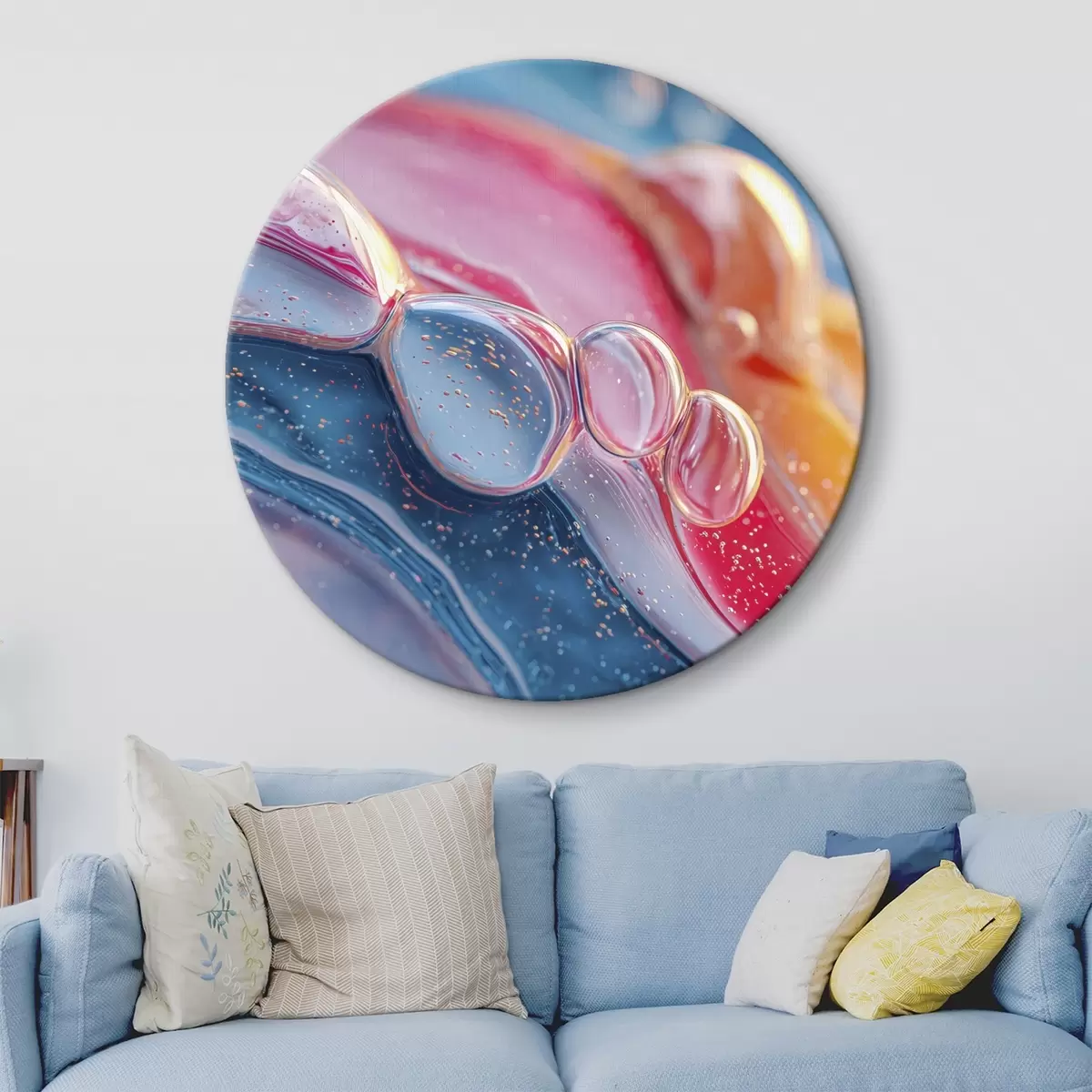 Okrúhle obrazy viacfarebné vlny s bublinkami r45705