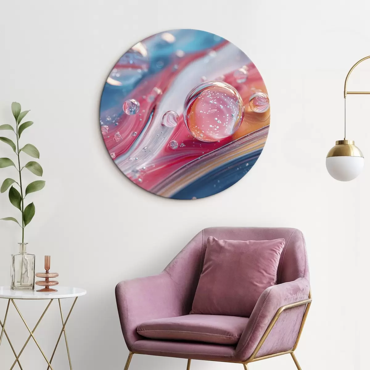 Okrúhle obrazy viacfarebné vlny s bublinkami r45706 Okrúhle obrazy viacfarebné vlny s bublinkami r45706