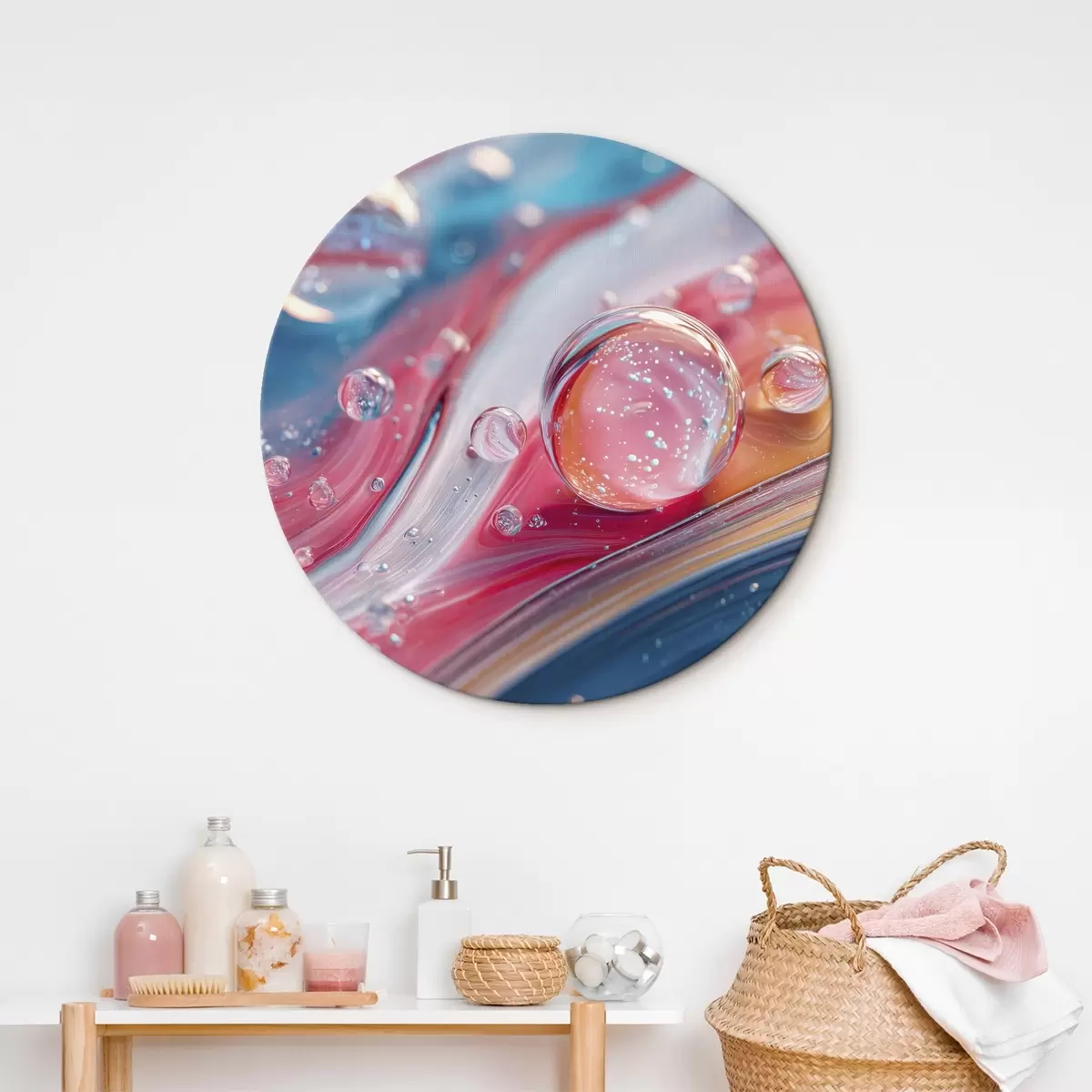 Okrúhle obrazy viacfarebné vlny s bublinkami r45706