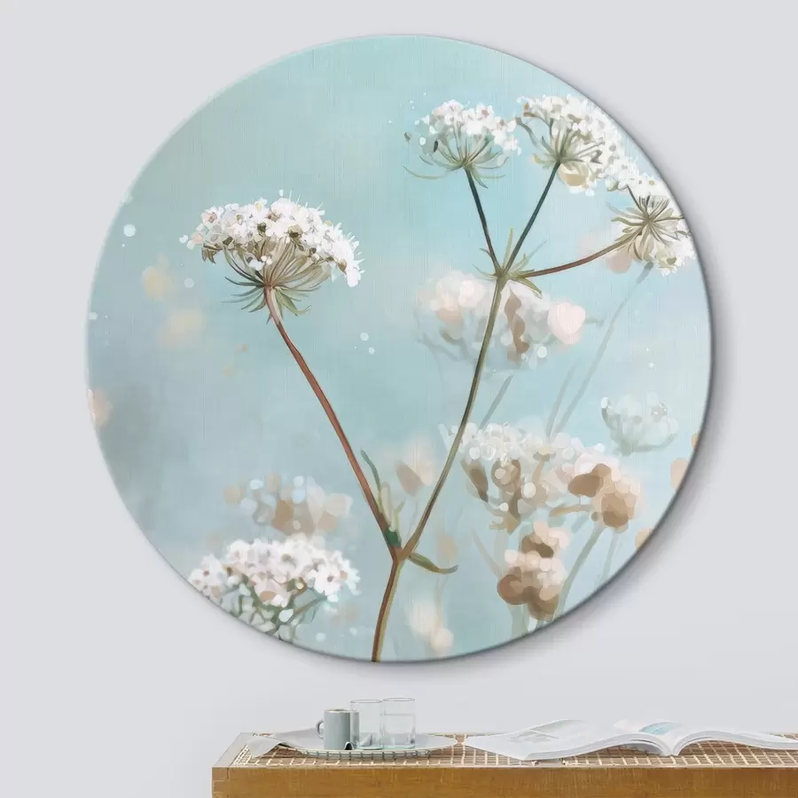 Obraz Kvety Queen Anne's Lace v akvarelovom štýle na modrom pozadí r45722