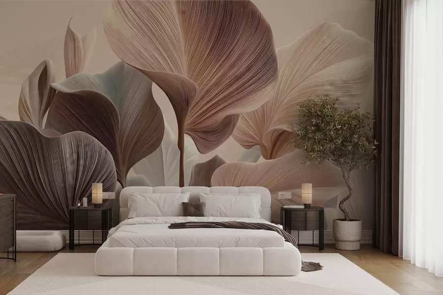 Fototapety Elegantné listy v teplých béžových odtieňoch w04549v1