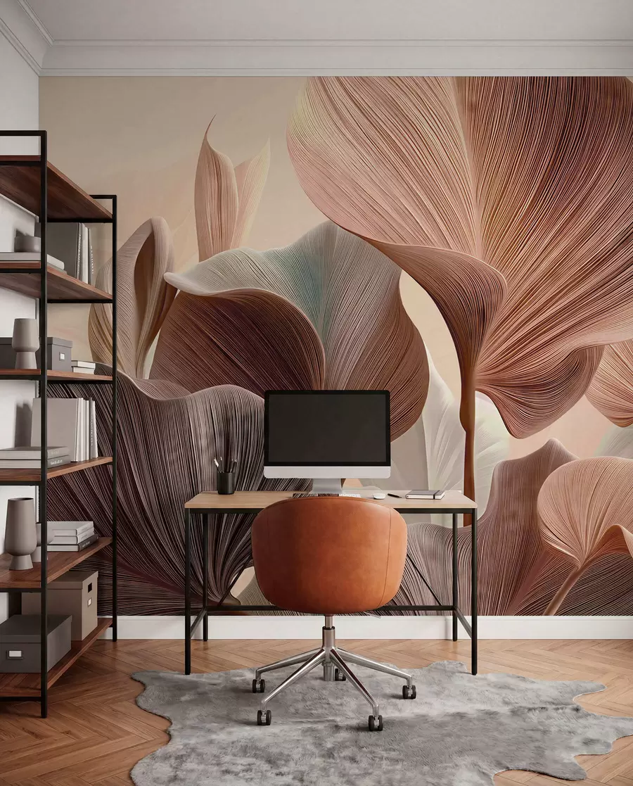 Fototapety Elegantné listy v teplých béžových odtieňoch w04549v1