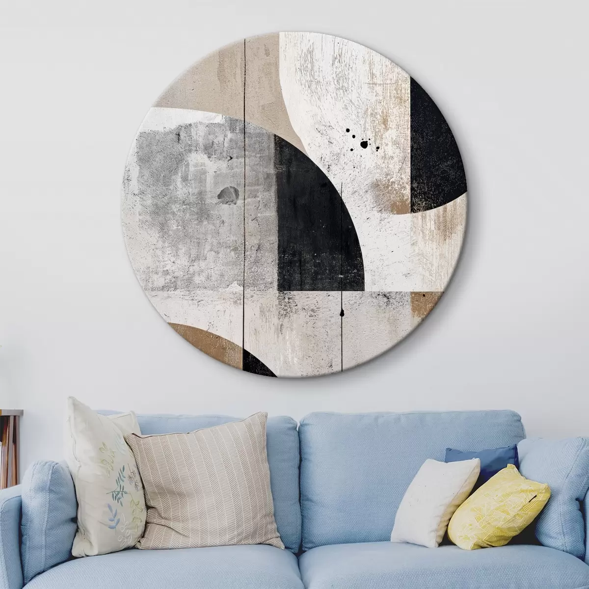 Okrúhle obrazy Geometrické tvary v sivých a béžových odtieňoch r45812