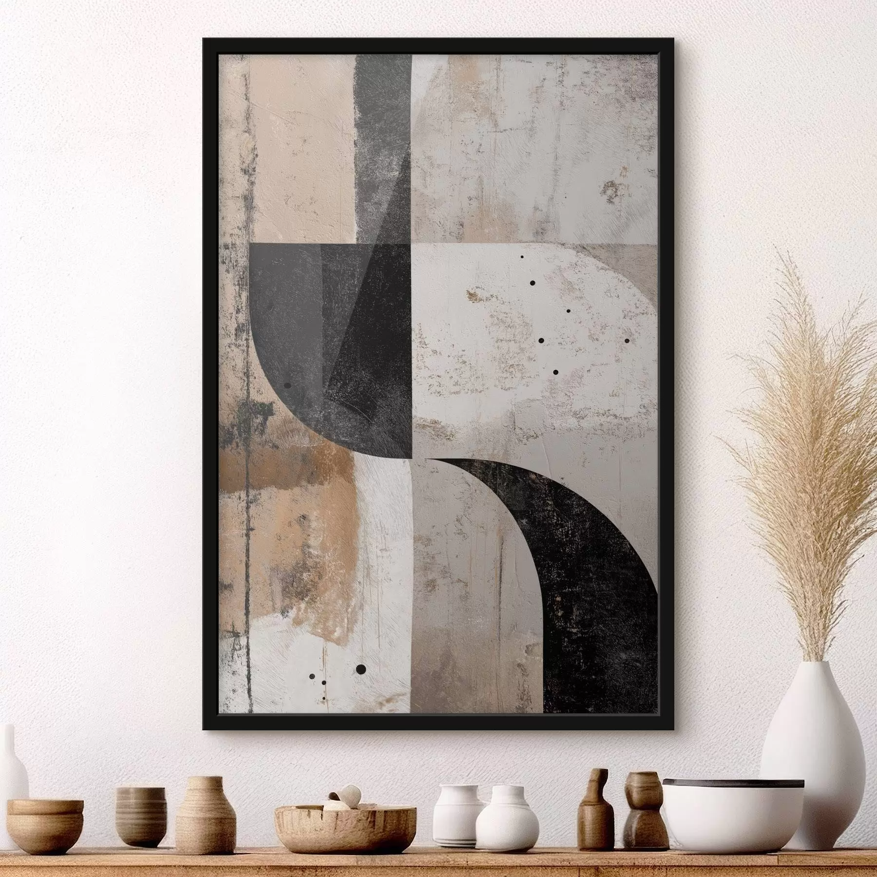 Fototapety Geometrické tvary v béžových a čiernych odtieňoch f45811