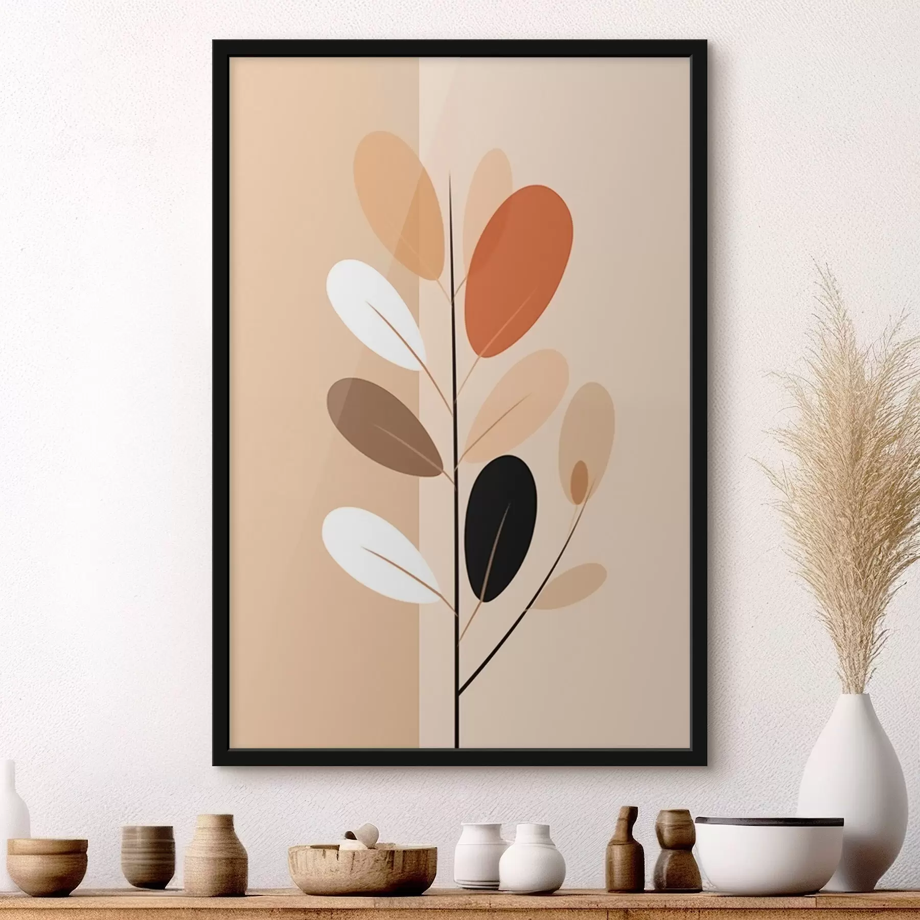 Fototapety Minimalistická vetva s listami f45834