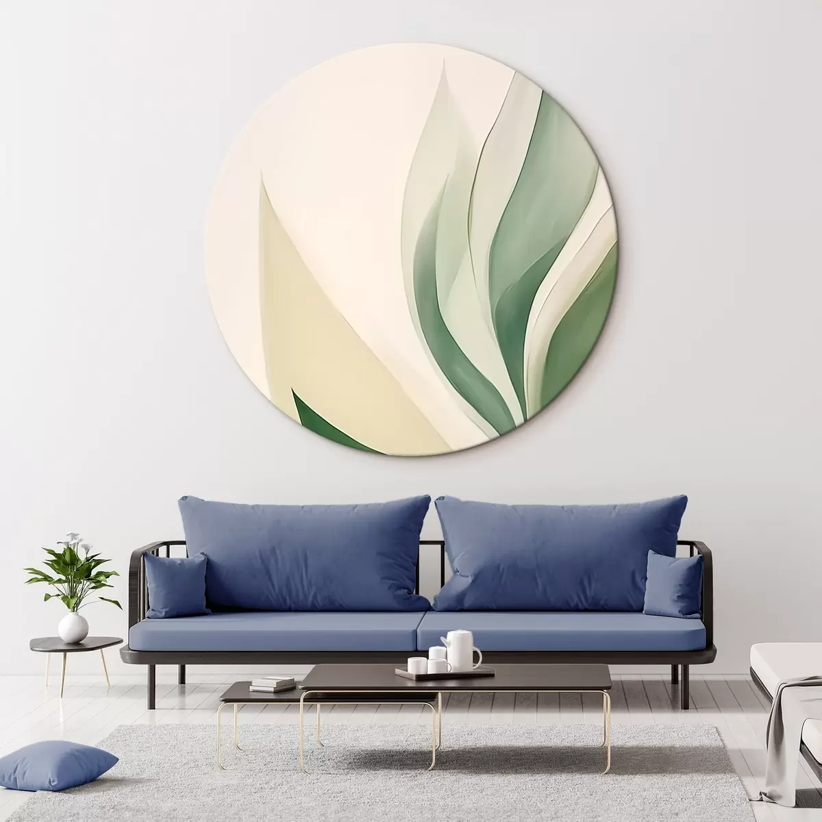 Okrúhle obrazy Abstraktné zelené listy r45831