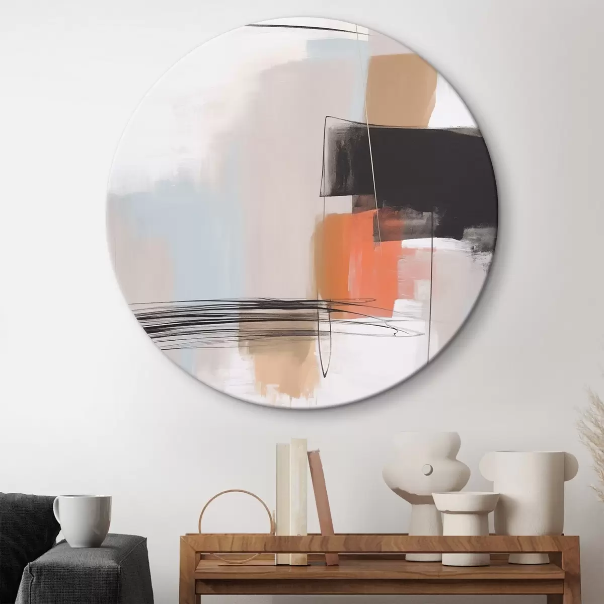 Okrúhle obrazy Abstrakcia imitujúca ťahy štetca r45919