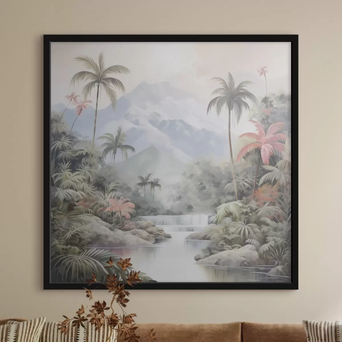 Plagáty Rieka v tropickom pralese pred horami f45913