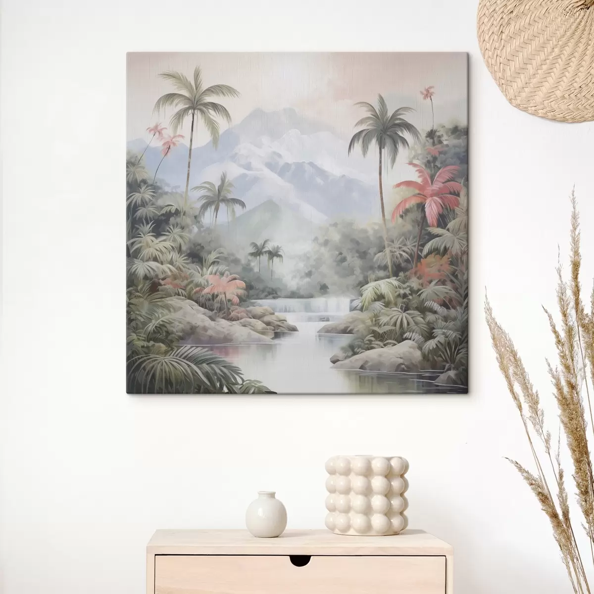 Obraz Rieka v tropickom pralese pred horami s45913