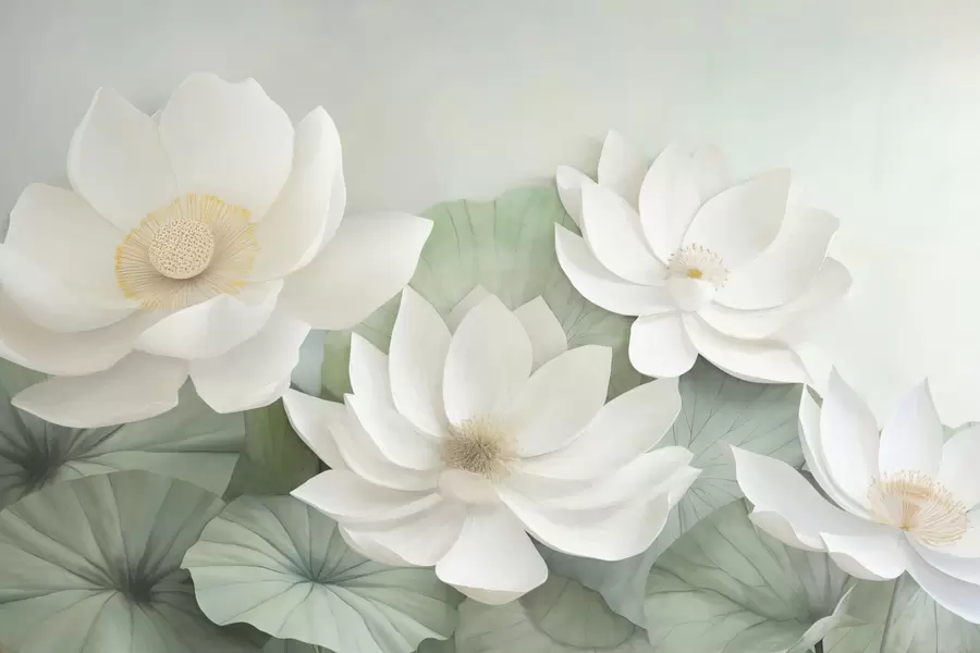 Fototapety Lotosové kvety v zelení w04539