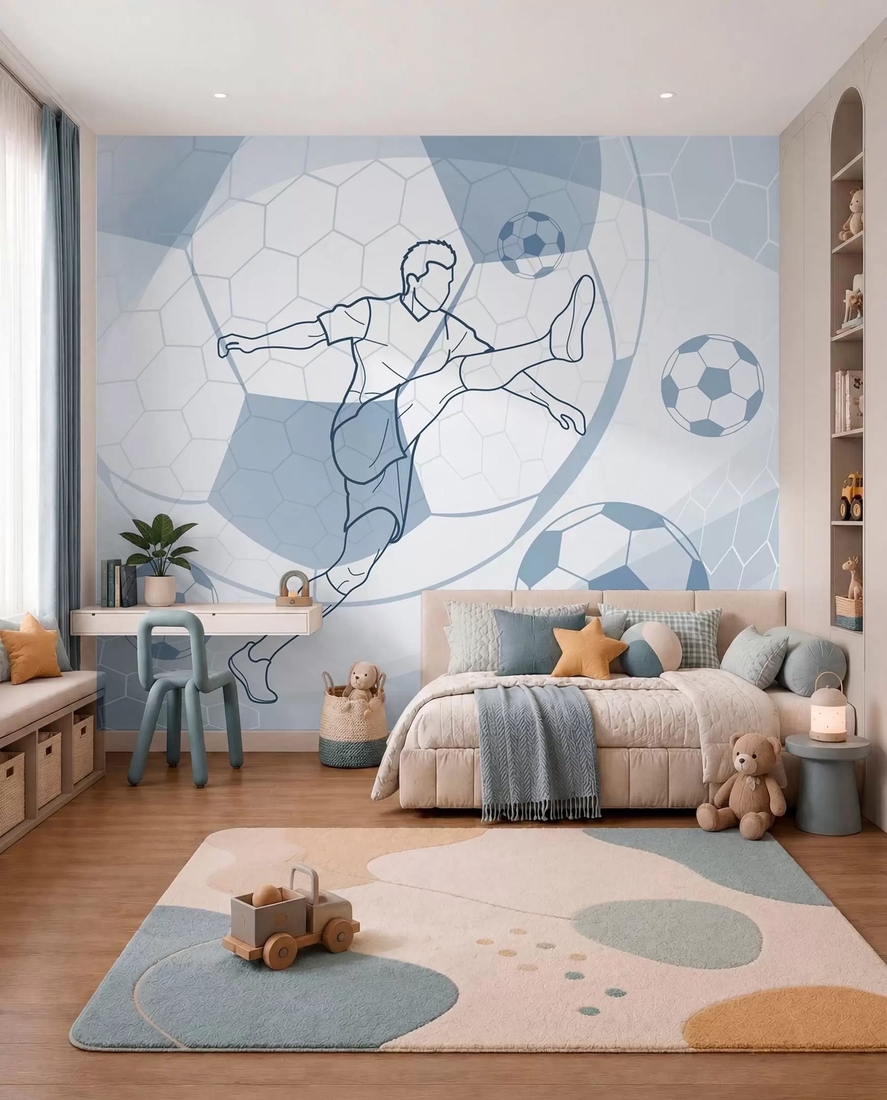 Fototapety Modrá futbalová kresba w04601