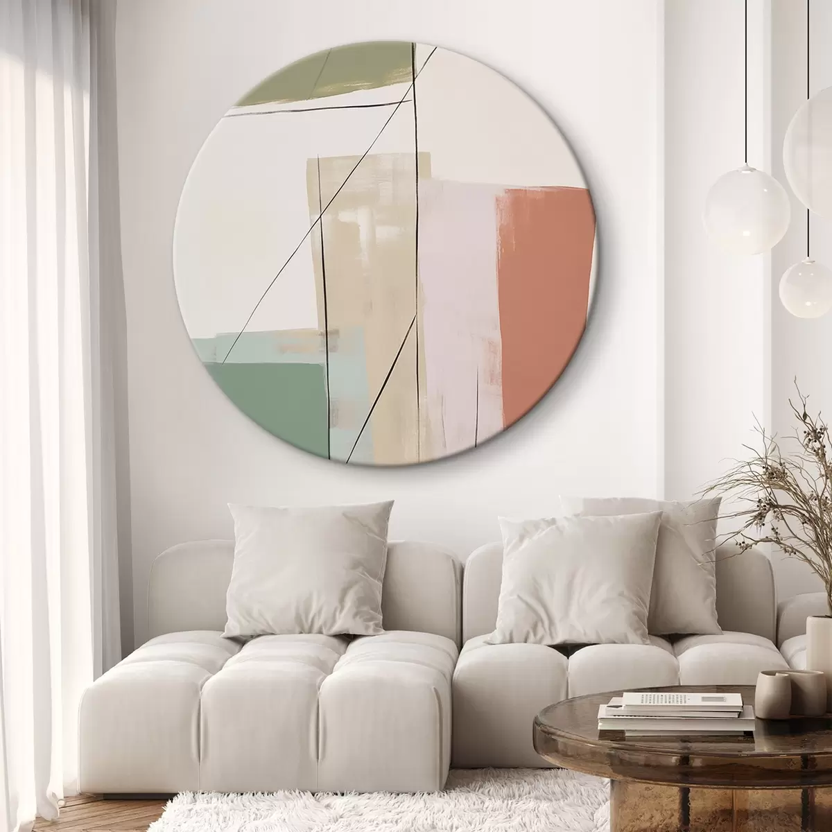 Okrúhle obrazy Abstrakcia s imitáciou odrenín r45974 Okrúhle obrazy Abstrakcia s imitáciou odrenín r45974