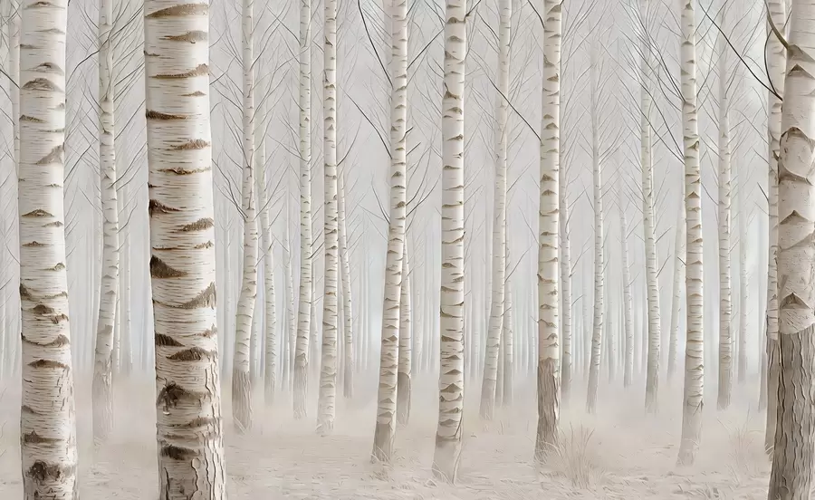 Fototapety Brezový les v hmle, ľahký minimalizmus w04574