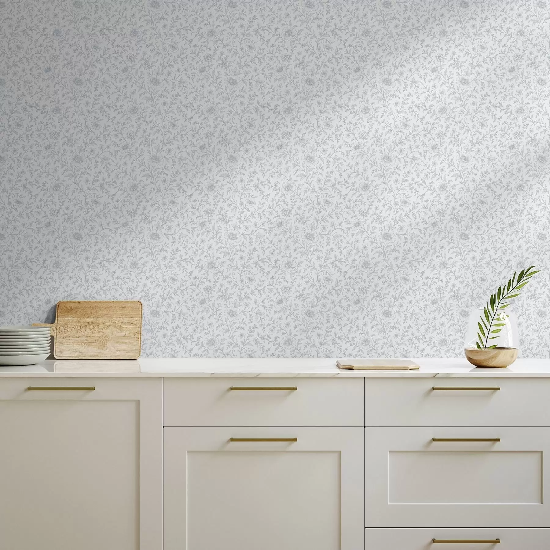 Fototapety Jemné modré kvetinové vzory na smotanovo bielom pozadí a00576