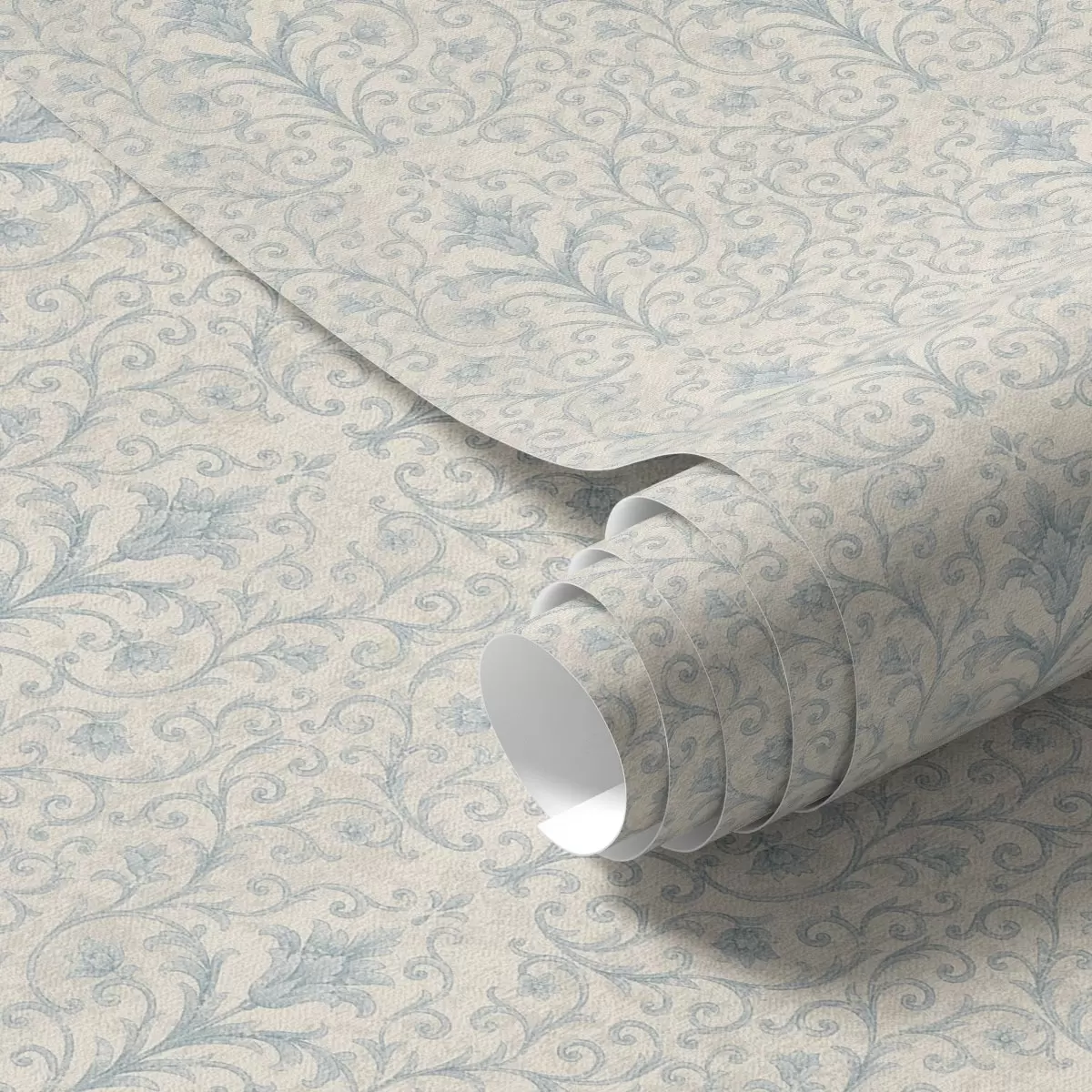 Tapety Modrý damašek so špirálami na smotanovom pozadí a00578 Tapety Modrý damašek so špirálami na smotanovom pozadí a00578