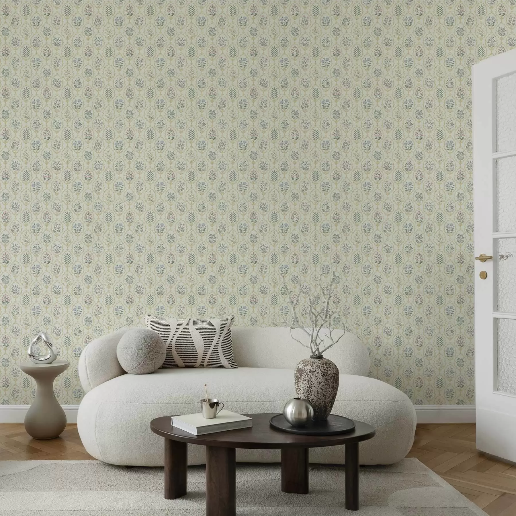 Fototapety Botanické medailóny v mriežke, pastelové tóny a00579