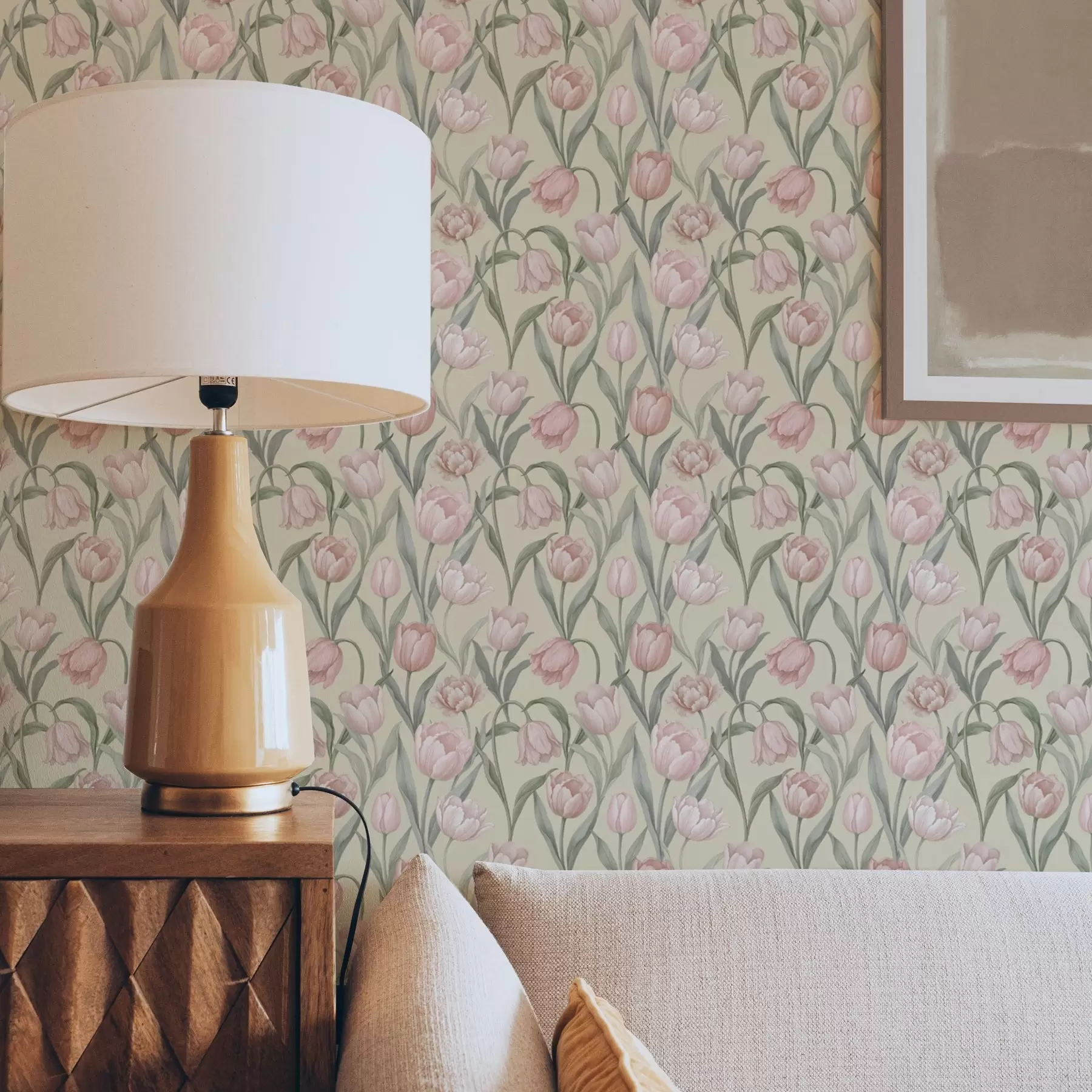 Fototapety Jemné ružové tulipány na jemnom béžovom pozadí a00589