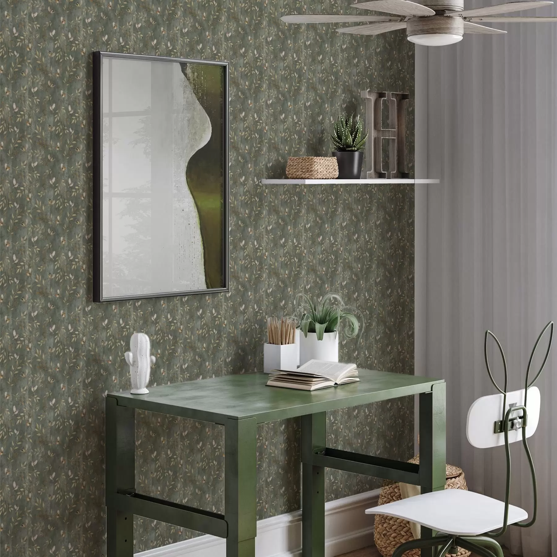 Fototapety Vtáky v oranžovom lístí na tmavozelenom pozadí a00591