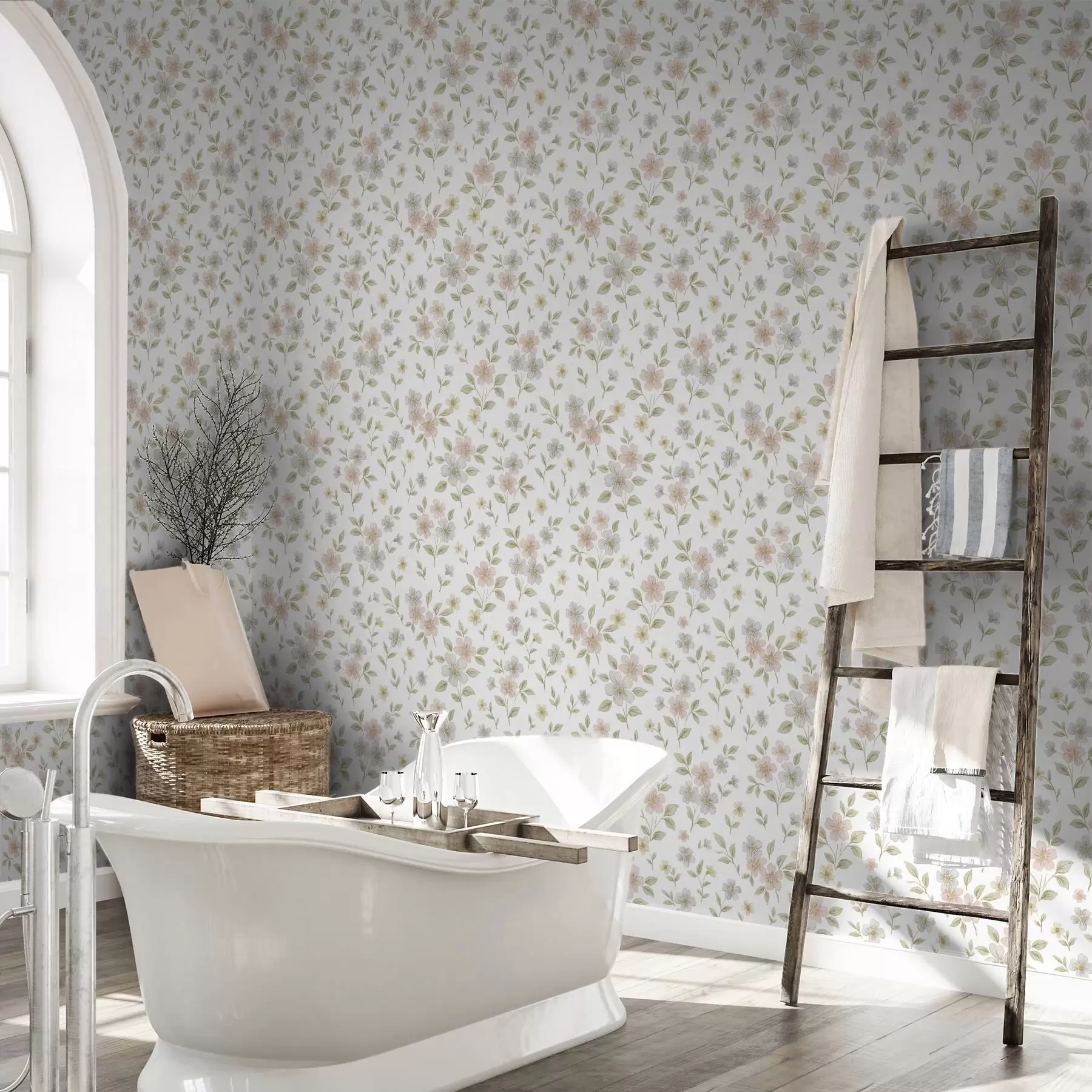 Fototapety Malé akvarelové kvety v pastelových farbách na bielom pozadí a00596v1